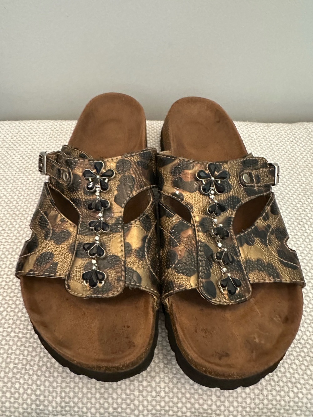 Betula Birkenstock Sandals Women’s 8 EU 39 Leopard Animal Print Beaded Embellish